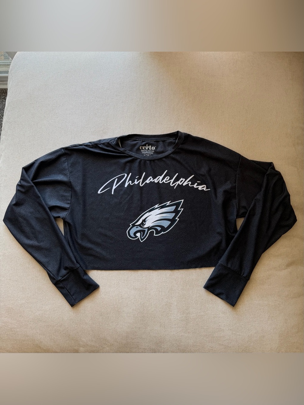 Philadelphia Eagles Black Cropped Long Sleeve Tee